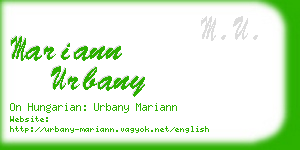 mariann urbany business card